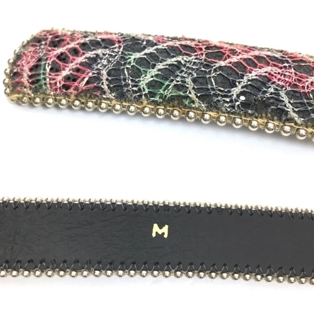 VINTAGE Belt Lace 80s 90s Rainbow Bead Edges Glitter Madonna Paula Abdul Style